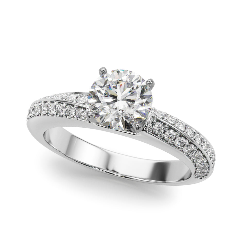 LUMEO Round Solitaire Diamond Engagement Ring Front View in Platinum 