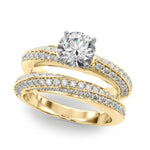 LUMEO Round Solitaire Diamond Engagement Ring Set in 18k Solid Yellow Gold 