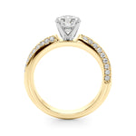 LUMEO Round Solitaire Diamond Engagement Ring Side View in 18k Solid Yellow Gold 