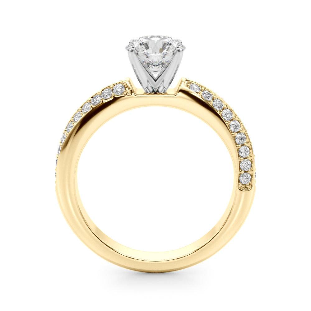 LUMEO Round Solitaire Diamond Engagement Ring Side View in 18k Solid Yellow Gold 