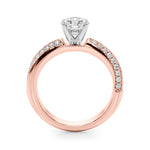 LUMEO Round Solitaire Diamond Engagement Ring Side View in 18k Solid Rose Gold 