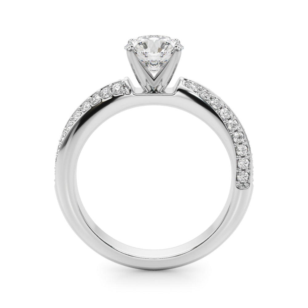 LUMEO Round Solitaire Diamond Engagement Ring Side View in Platinum 