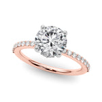 LUMEO Round Hidden Halo Diamond Engagement Ring Front View in 18k Solid Rose Gold 