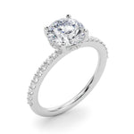 LUMEO Round Hidden Halo Diamond Engagement Ring Angle View in Platinum 