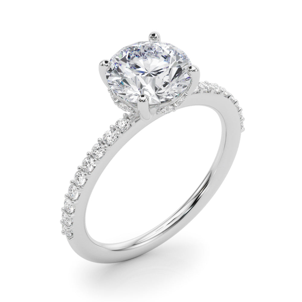 LUMEO Round Hidden Halo Diamond Engagement Ring Angle View in Platinum 