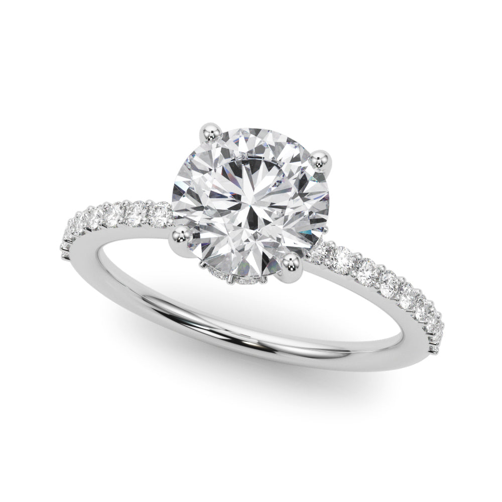 LUMEO Round Hidden Halo Diamond Engagement Ring Front View in Platinum 