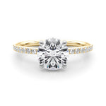 LUMEO Round Hidden Halo Diamond Engagement Ring Set in 18k Solid Yellow Gold 