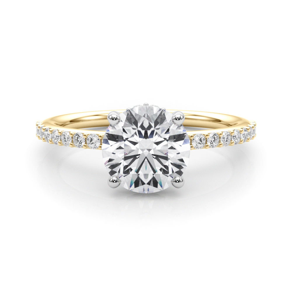 LUMEO Round Hidden Halo Diamond Engagement Ring Set in 18k Solid Yellow Gold 