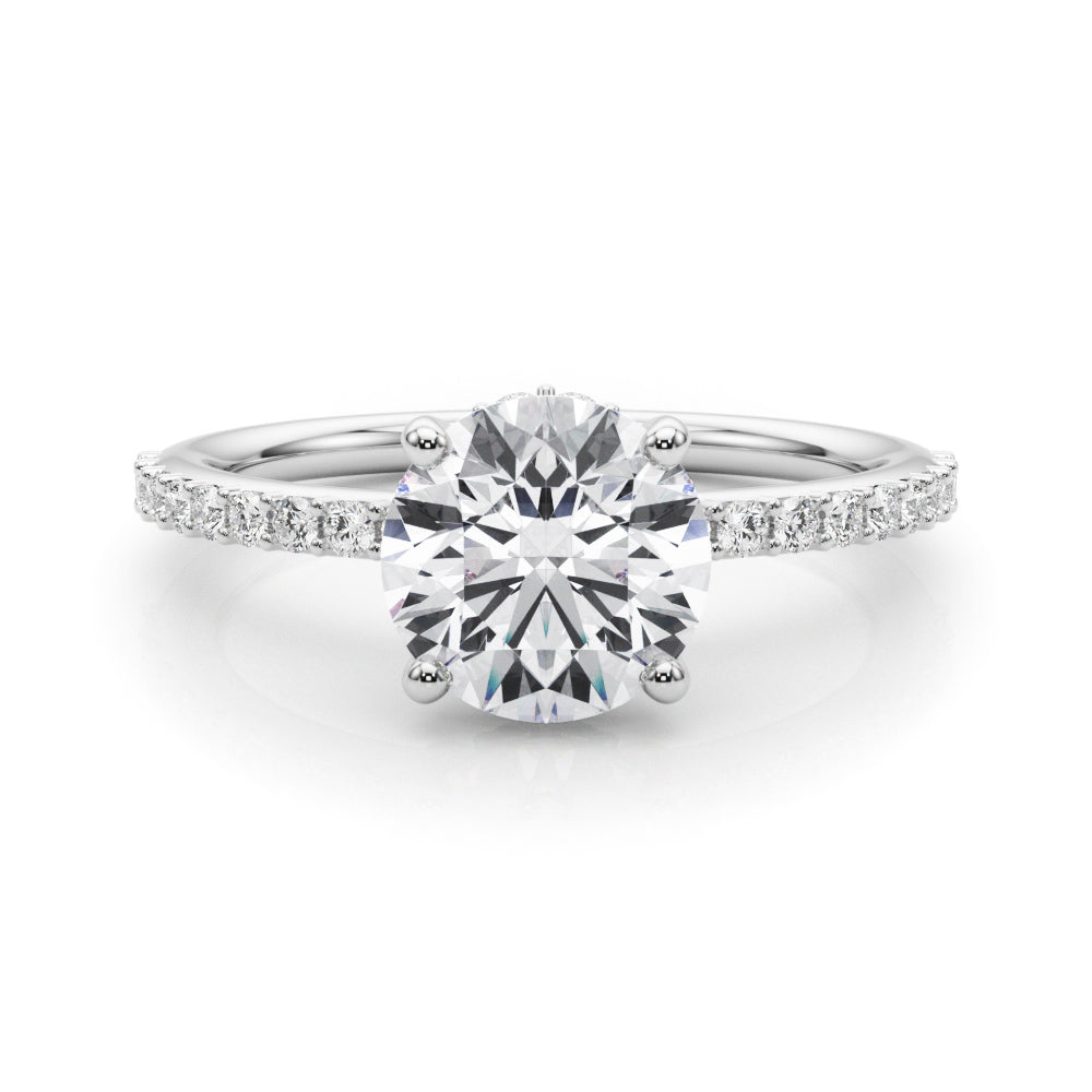 LUMEO Round Hidden Halo Diamond Engagement Ring Set in Platinum 