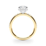 LUMEO Round Hidden Halo Diamond Engagement Ring Side View in 18k Solid Yellow Gold 