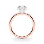 LUMEO Round Hidden Halo Diamond Engagement Ring Side View in 18k Solid Rose Gold 