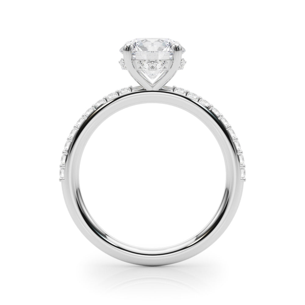 LUMEO Round Hidden Halo Diamond Engagement Ring Side View in Platinum 