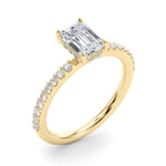 LUMEO Emerald Hidden Halo Diamond Engagement Ring Angle View in 18k Solid Yellow Gold 