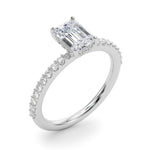 LUMEO Emerald Hidden Halo Diamond Engagement Ring Angle View in Platinum 