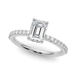 LUMEO Emerald Hidden Halo Diamond Engagement Ring Front View in Platinum 