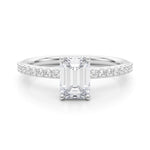 LUMEO Emerald Hidden Halo Diamond Engagement Ring Set in Platinum 