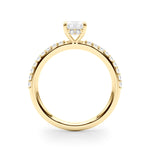 LUMEO Emerald Hidden Halo Diamond Engagement Ring Side View in 18k Solid Yellow Gold 