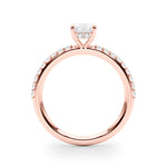 LUMEO Emerald Hidden Halo Diamond Engagement Ring Side View in 18k Solid Rose Gold 