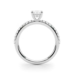 LUMEO Emerald Hidden Halo Diamond Engagement Ring Side View in Platinum 