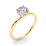 LUMEO Round Hidden Halo Diamond Engagement Ring Angle View in 18k Solid Yellow Gold 