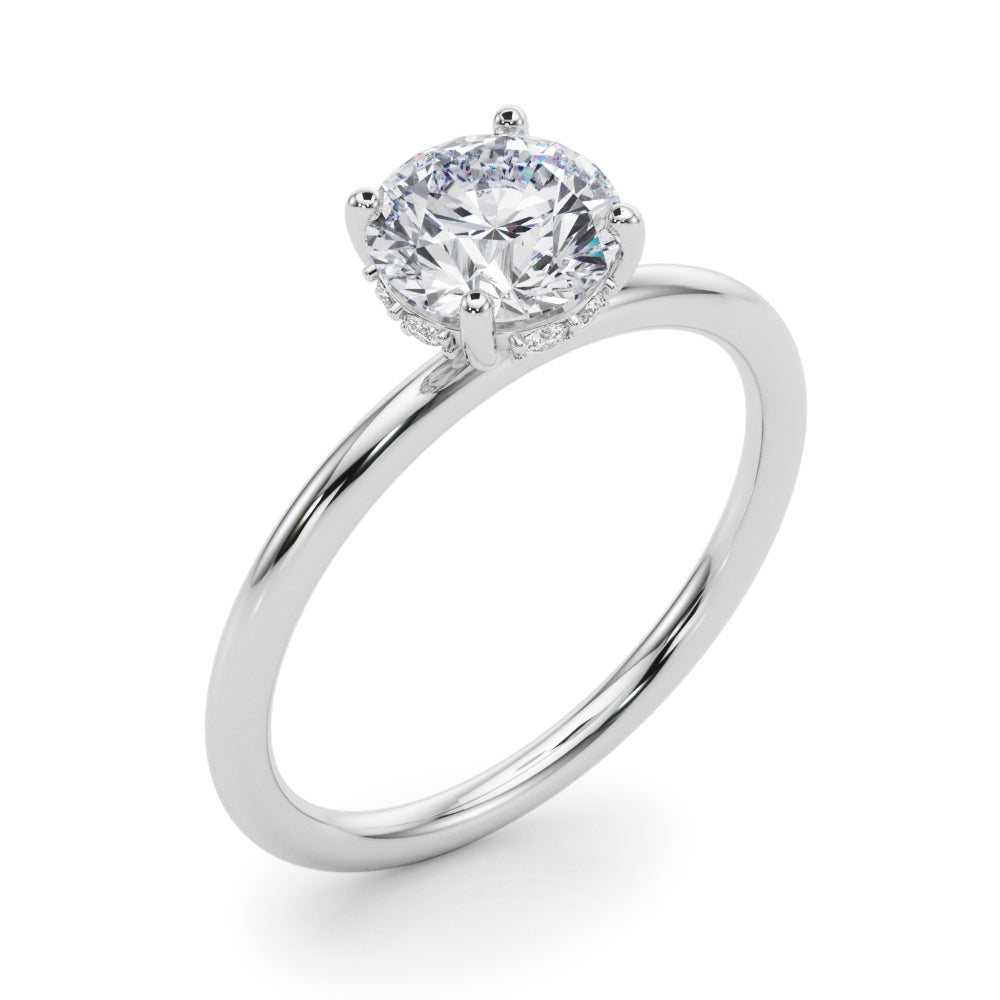 LUMEO Round Hidden Halo Diamond Engagement Ring Angle View in Platinum 