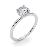 LUMEO Round Hidden Halo Diamond Engagement Ring Angle View in Platinum 