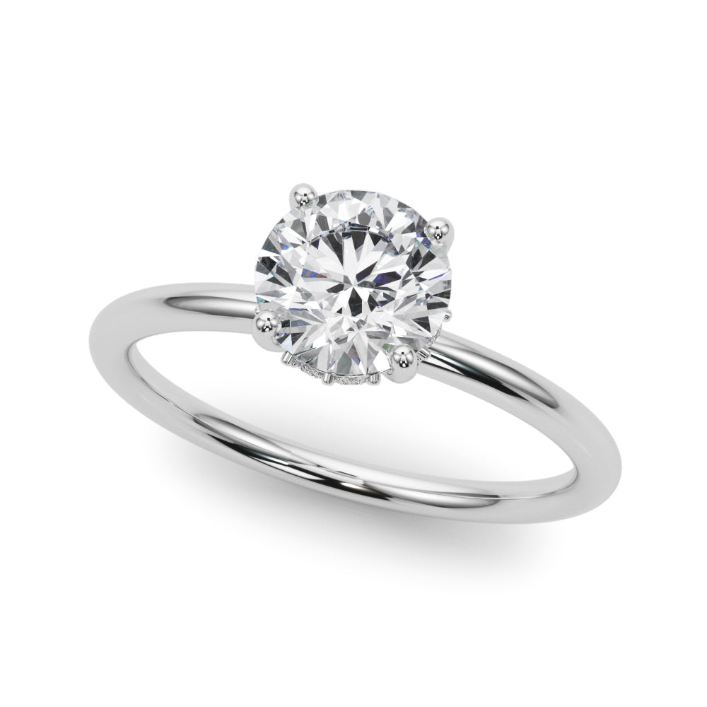 LUMEO Round Hidden Halo Diamond Engagement Ring Front View in Platinum 