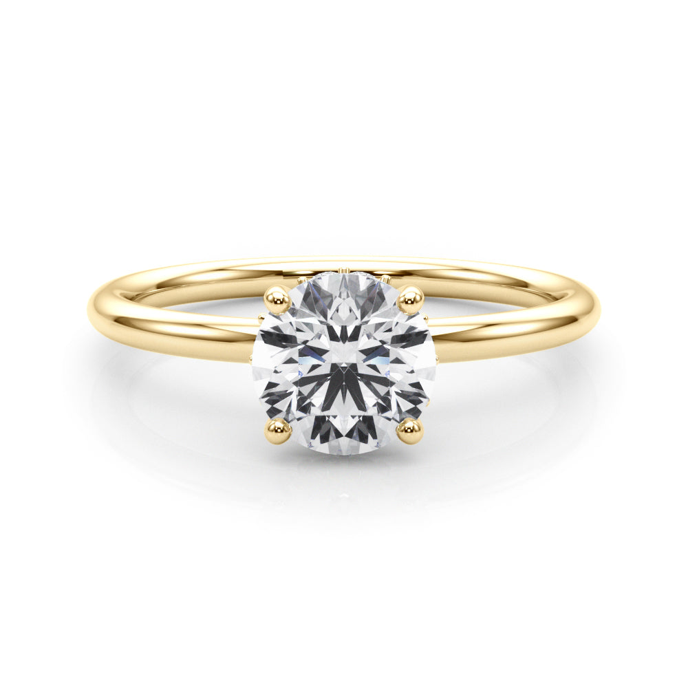 LUMEO Round Hidden Halo Diamond Engagement Ring Set in 18k Solid Yellow Gold 