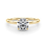 LUMEO Round Hidden Halo Diamond Engagement Ring Set in 18k Solid Yellow Gold 