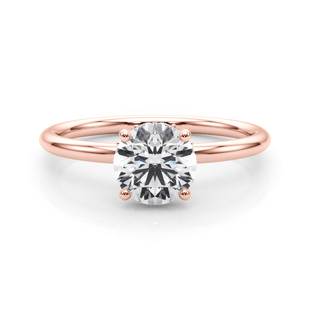 LUMEO Round Hidden Halo Diamond Engagement Ring Set in 18k Solid Rose Gold 