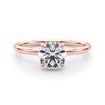 LUMEO Round Hidden Halo Diamond Engagement Ring Set in 18k Solid Rose Gold 