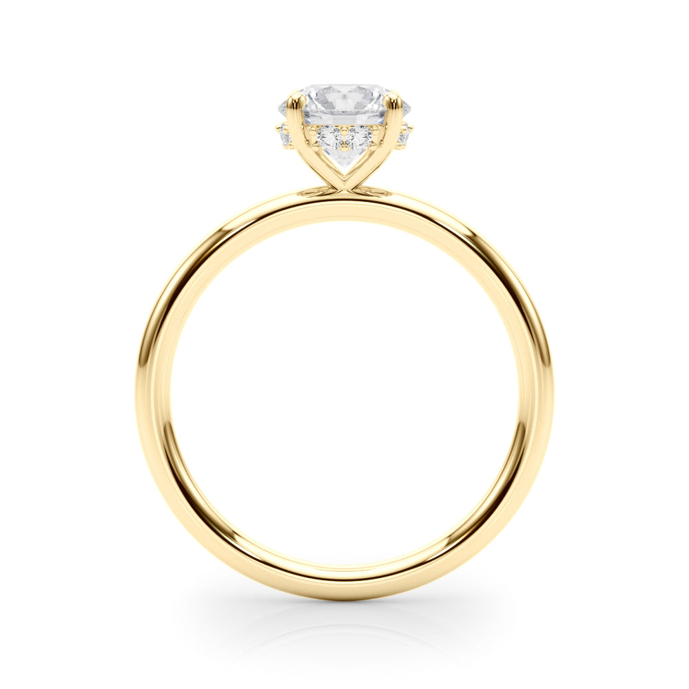 LUMEO Round Hidden Halo Diamond Engagement Ring Side View in 18k Solid Yellow Gold 