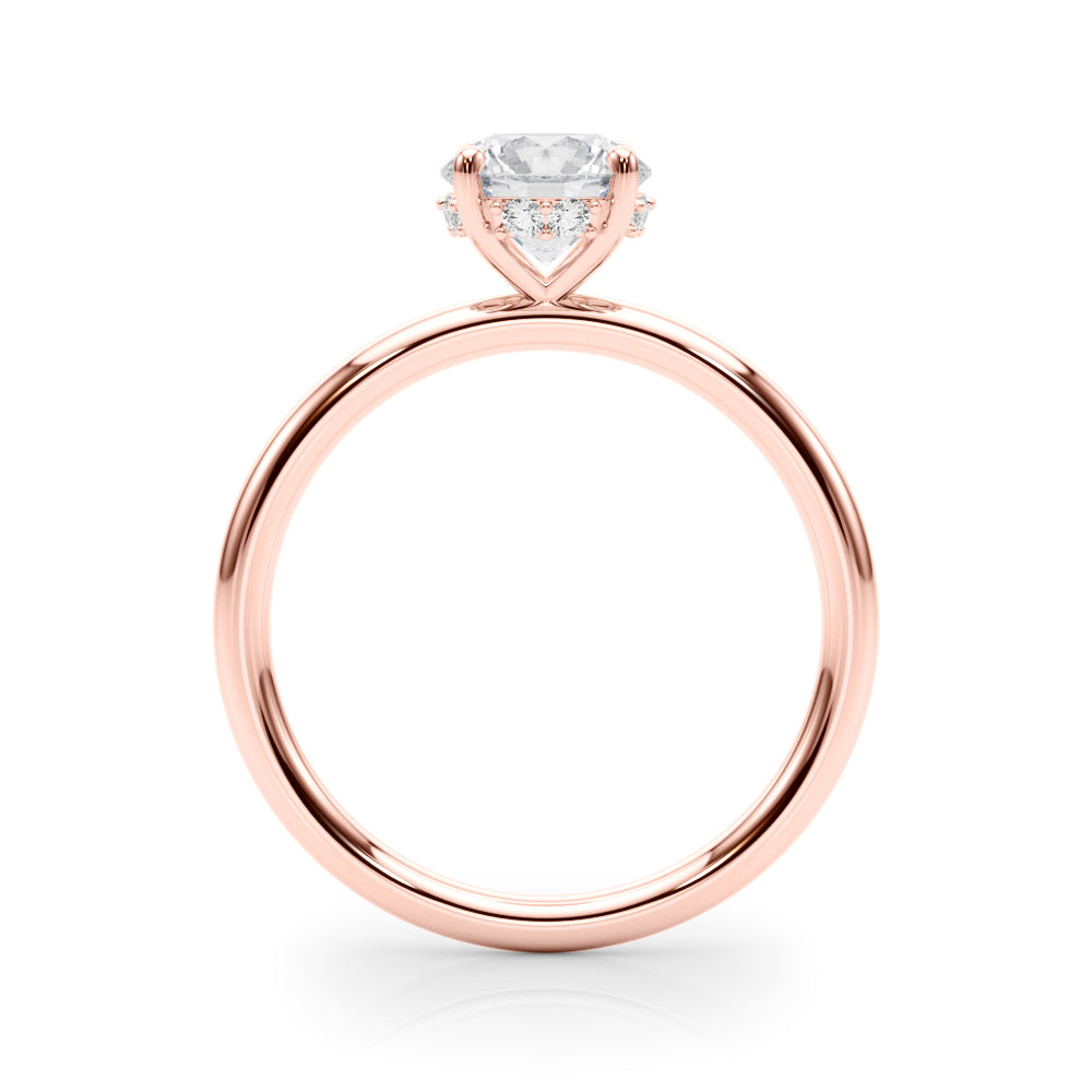 LUMEO Round Hidden Halo Diamond Engagement Ring Side View in 18k Solid Rose Gold 