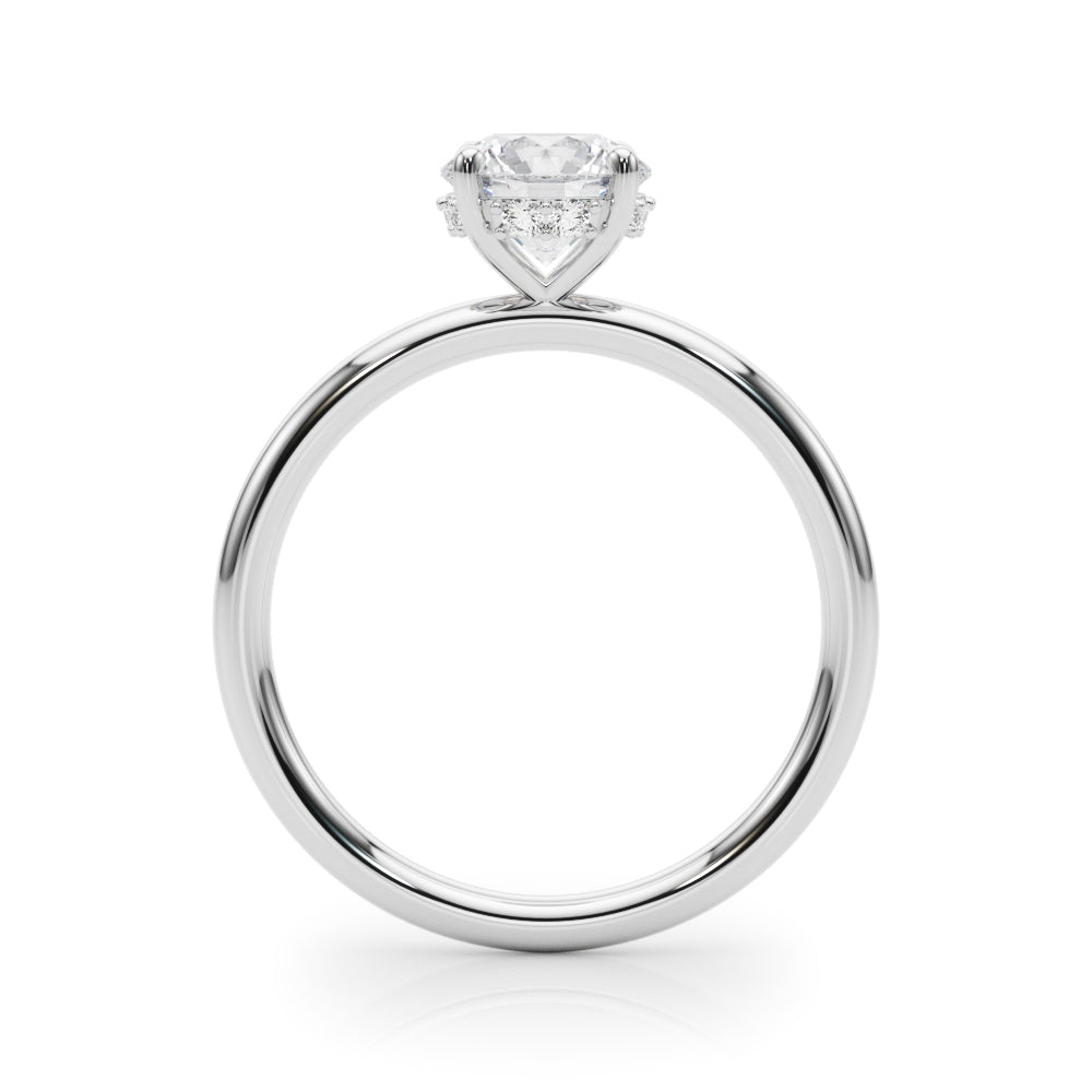 LUMEO Round Hidden Halo Diamond Engagement Ring Side View in Platinum 