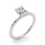 LUMEO Emerald Hidden Halo Diamond Engagement Ring Angle View in Platinum 
