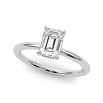 LUMEO Emerald Hidden Halo Diamond Engagement Ring Front View in Platinum 