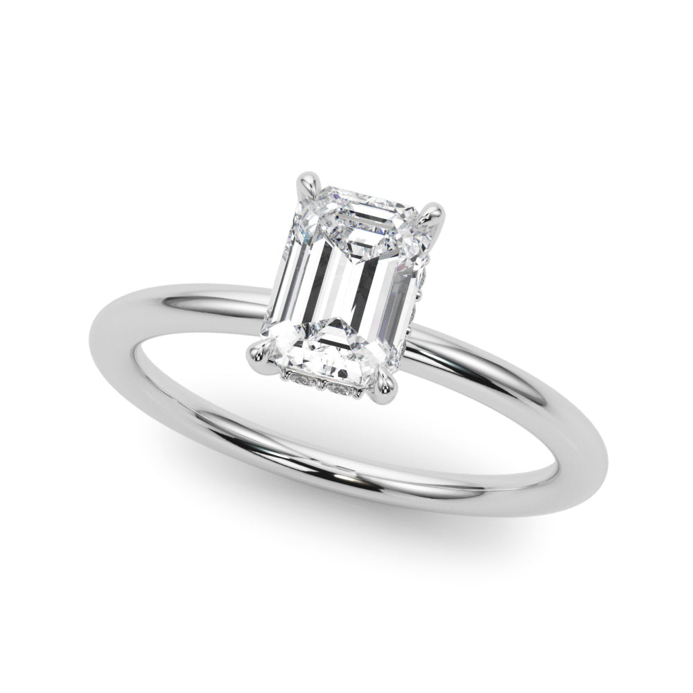 LUMEO Emerald Hidden Halo Diamond Engagement Ring Front View in Platinum 