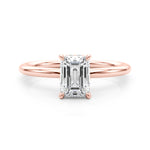 LUMEO Emerald Hidden Halo Diamond Engagement Ring Set in 18k Solid Rose Gold 