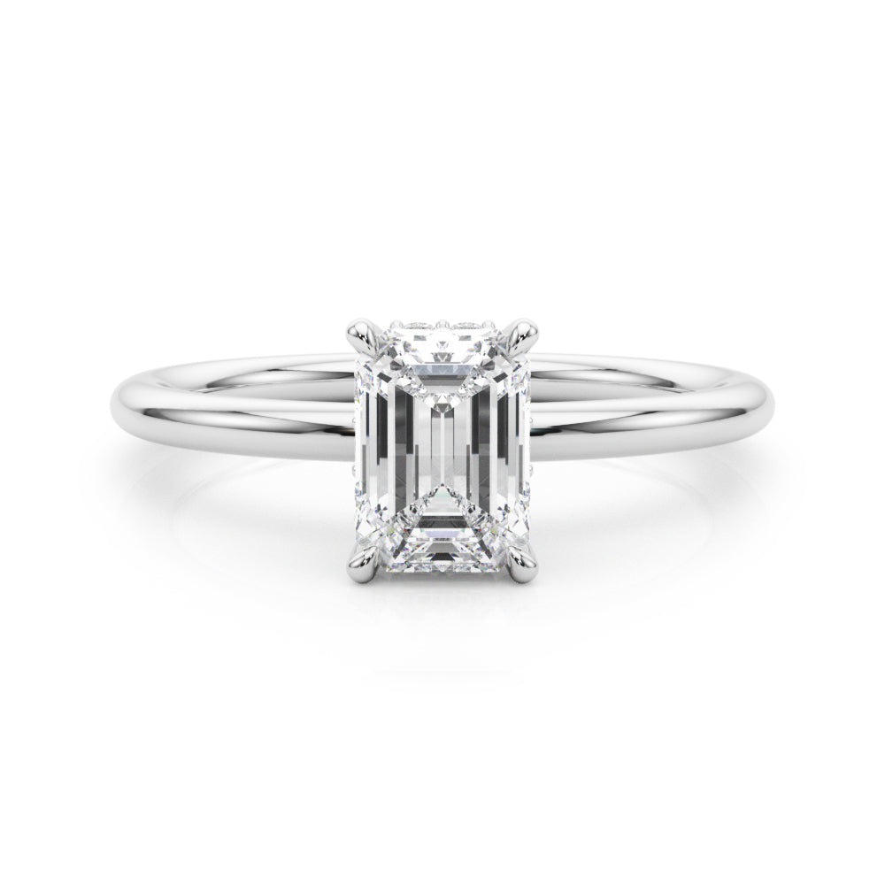 LUMEO Emerald Hidden Halo Diamond Engagement Ring Set in Platinum 