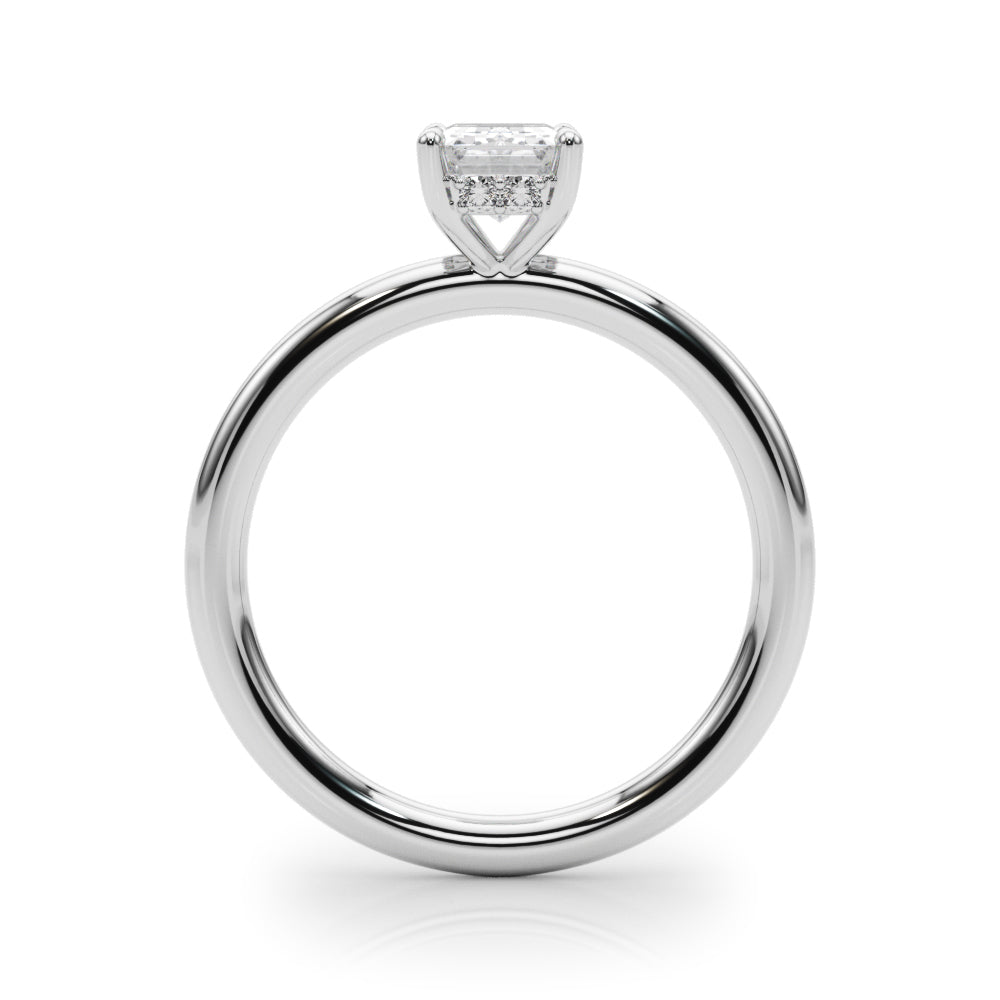 LUMEO Emerald Hidden Halo Diamond Engagement Ring Side View in Platinum 