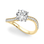 LUMEO Round Solitaire Diamond Engagement Ring Front View in 18k Solid Yellow Gold 