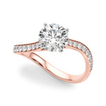 LUMEO Round Solitaire Diamond Engagement Ring Front View in 18k Solid Rose Gold 