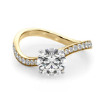 LUMEO Round Solitaire Diamond Engagement Ring Angle View in 18k Solid Yellow Gold 