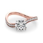LUMEO Round Solitaire Diamond Engagement Ring Angle View in 18k Solid Rose Gold 