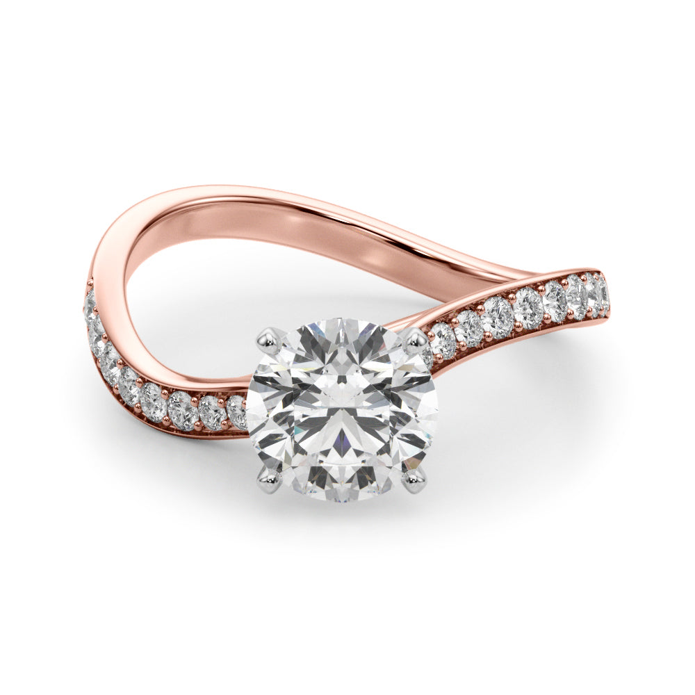 LUMEO Round Solitaire Diamond Engagement Ring Angle View in 18k Solid Rose Gold 
