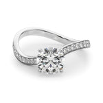 LUMEO Round Solitaire Diamond Engagement Ring Angle View in Platinum 