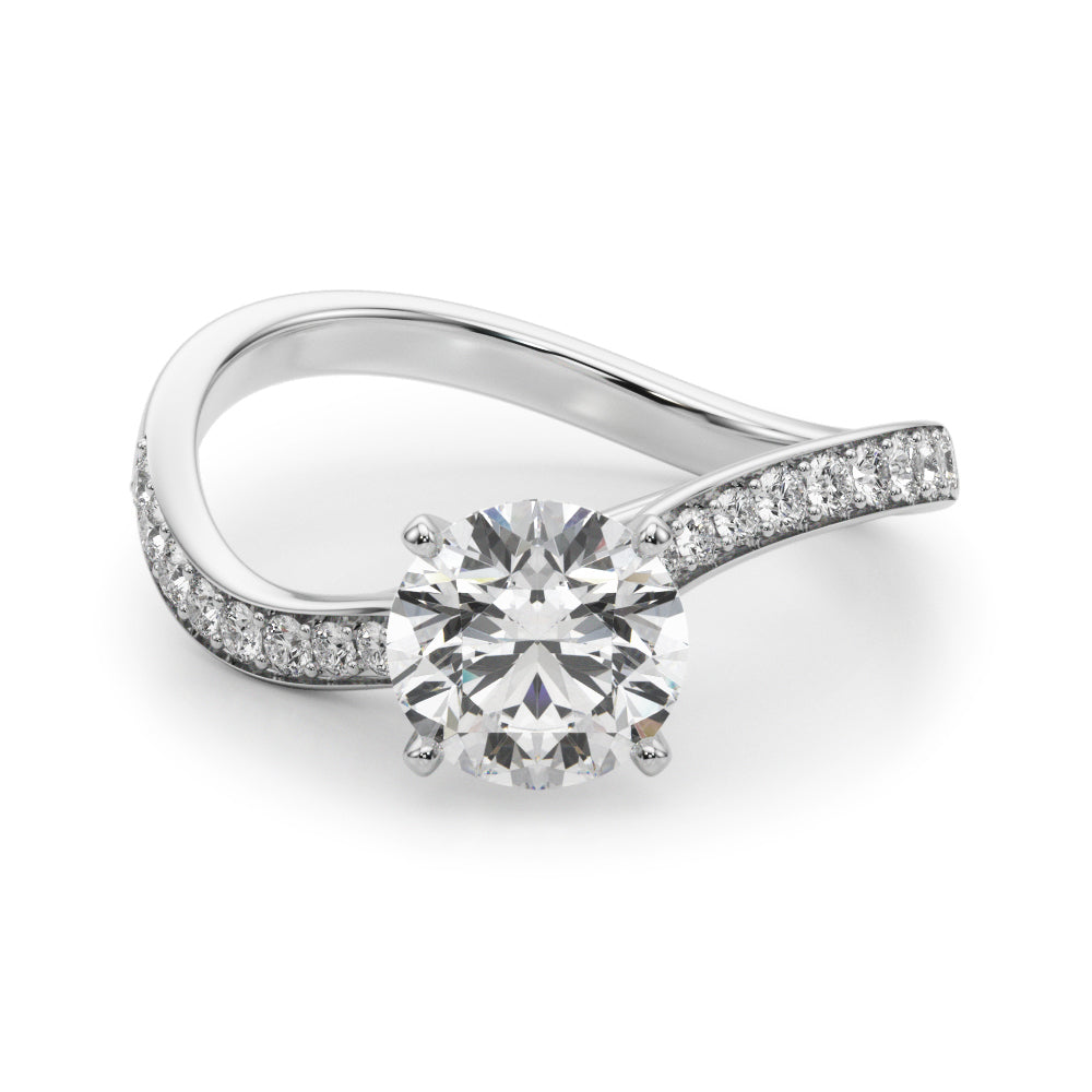 LUMEO Round Solitaire Diamond Engagement Ring Angle View in Platinum 