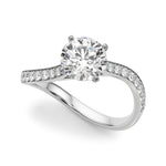 LUMEO Round Solitaire Diamond Engagement Ring Front View in Platinum 