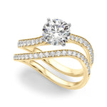 LUMEO Round Solitaire Diamond Engagement Ring Set in 18k Solid Yellow Gold 