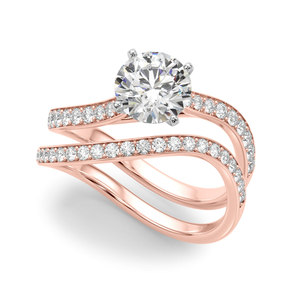 LUMEO Round Solitaire Diamond Engagement Ring Set in 18k Solid Rose Gold 